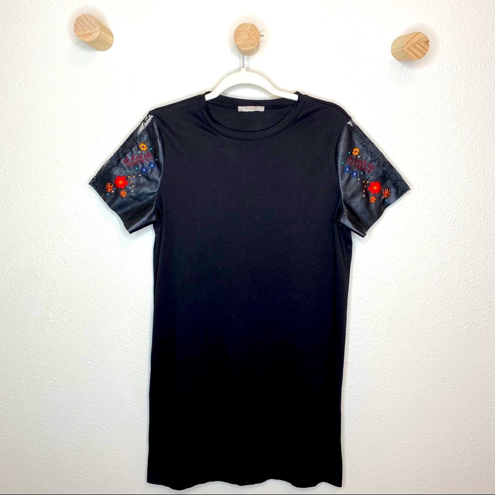 Zara Trafaluc Black boho sleeve T shirt dress